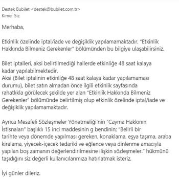 Bubilet Alınan Bileti İade Etmeyerek Tüketiciyi Mağdur Etme Politikası