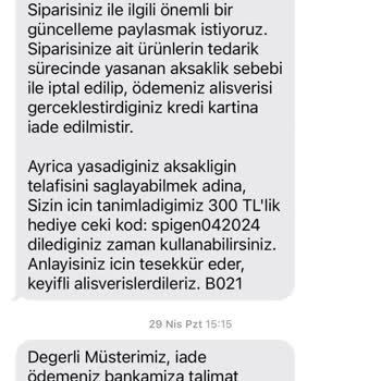 Spigen Türkiye 3.5 Ay Sonra İptal Edilip, 38 Gündür Ücret İadesi Yapılmıyor.