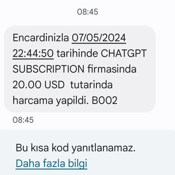 ChatGPT Chat Gpt İznim Onayım Olmadan Habersiz Hesabımdan Para Çekme