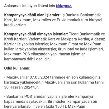 İş Bankası Maximum Kredi Kartı Kampanyalar Hk.