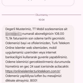 Türk Telekom'un Son Ödeme Tarihi Gelmeden Borçtan Dolayı Kısıtlaması