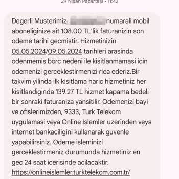 Türk Telekom'un Son Ödeme Tarihi Gelmeden Borçtan Dolayı Kısıtlaması