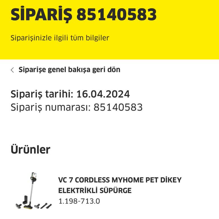 Karcher 16 Nisandan Beri Ürünümü Göndermedi