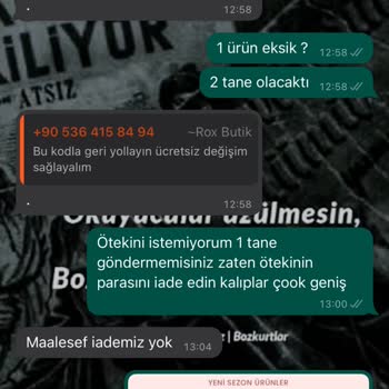 Rox Butik Online Alışverişte Hayal Kırıklığı: Eksik Ve Yanlış Ürün Gönderimi