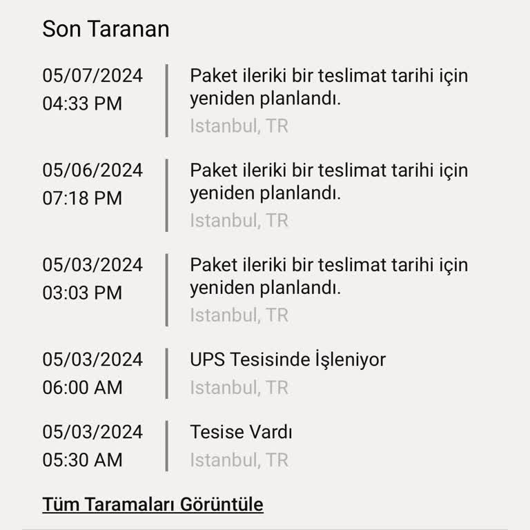 UPS Türkiye Adres Yetersizliği (! ) Nedeniyle Şubede Bekletiliyor