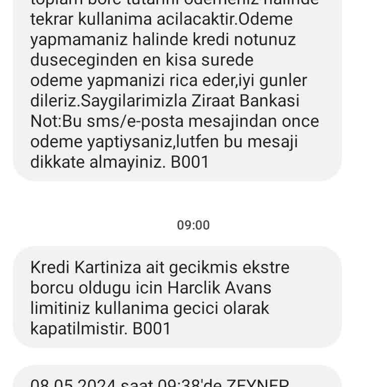 Ziraat Bankası Geçici Harçlık Avans Kapanması