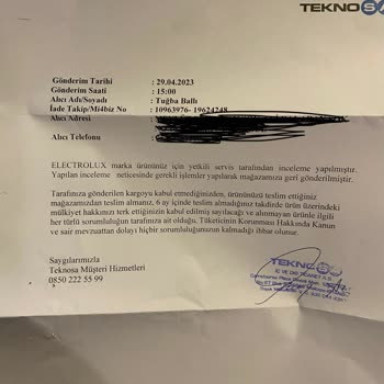 Electrolux'un Tüketici Haklarını Hiçe Sayması!