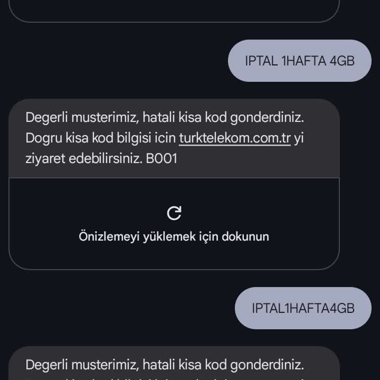 Türk Telekom Faturalı Haftalık 4 GB İptali
