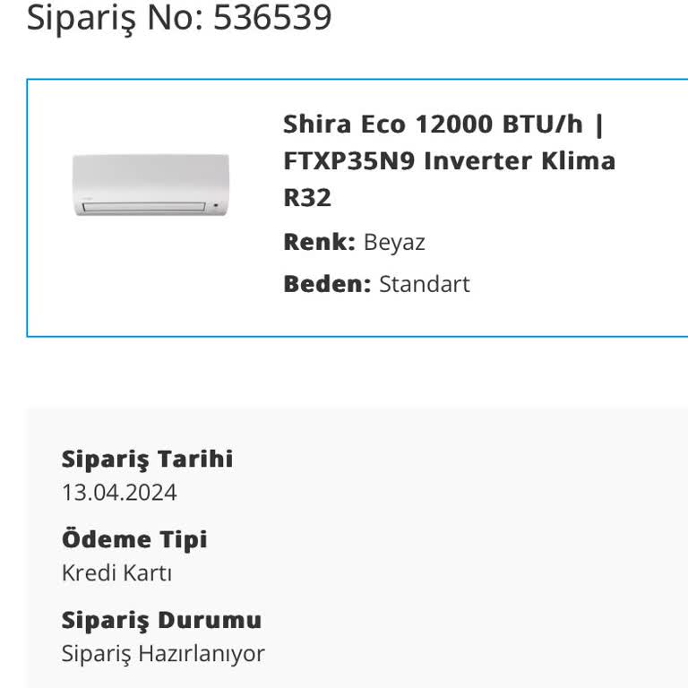 Daikin Klima 1 Aydır Teslim Edilmedi