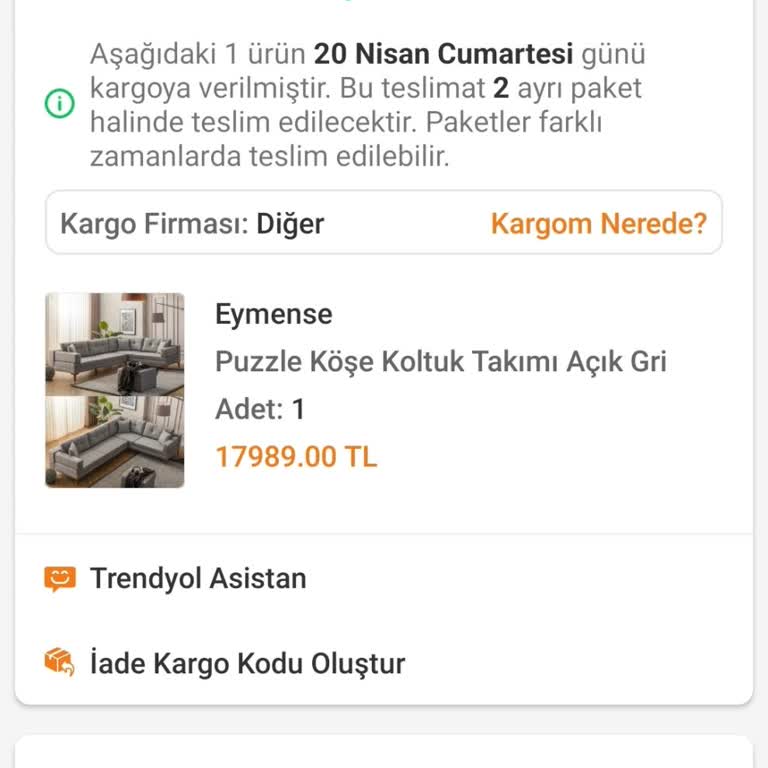 Trendyol Eymense Mobilya Geç Kalan Kargo