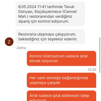 Migros Yemek Ve Hiçbir İşe Yaramayan Canlı Desteği