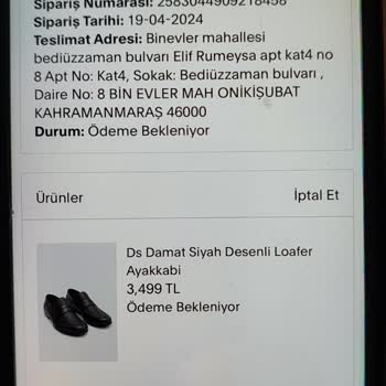 DS Damat Ds' Damat Yanlış Gönderilen Ayakkabı Şikayetim.