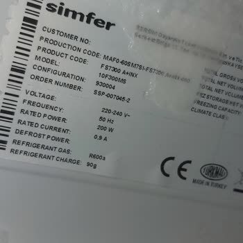 Simfer Derin Dondurucu Yedek Parça Çekmece Ön Kapak