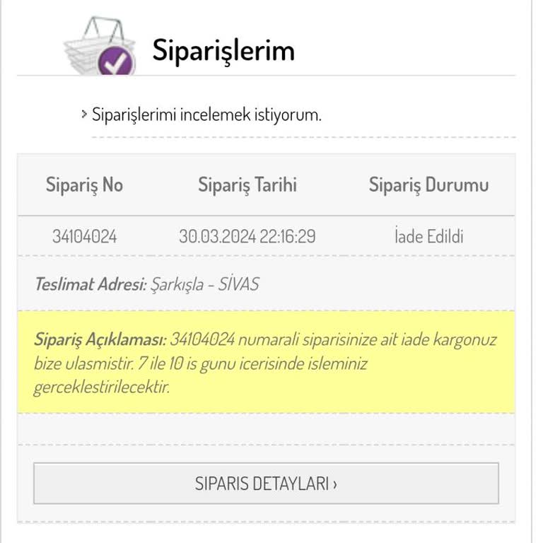 Sefamerve Müşteri Hizmetleri Ve İade Sürecinde Yaşanan Sıkıntılar