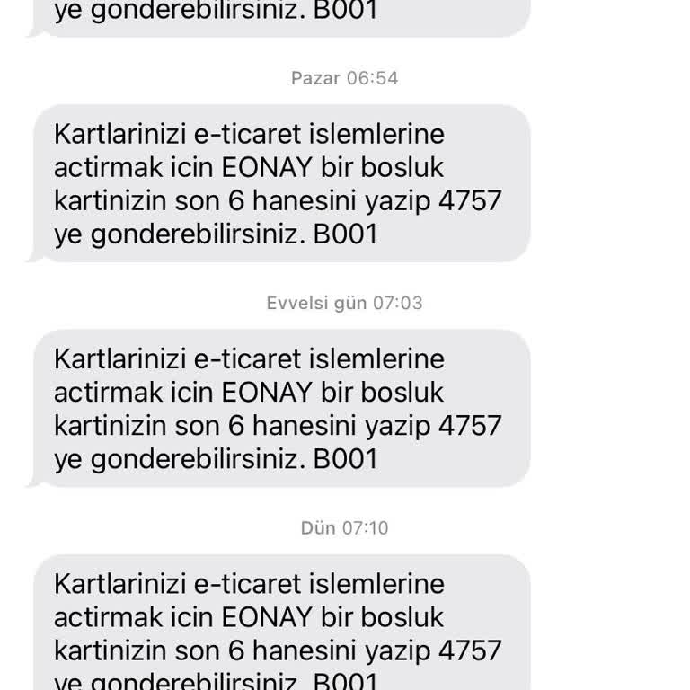 Ziraat Bankası E- Ticaret Mesajı