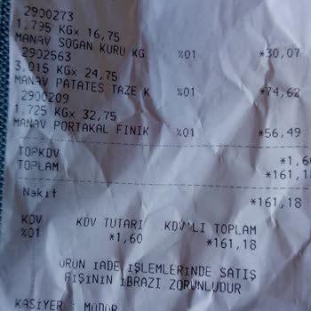 Onur Market Sebzede Yazan İle Fişte Yazan Fiyatın Farklılığı