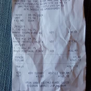 Onur Market Sebzede Yazan İle Fişte Yazan Fiyatın Farklılığı