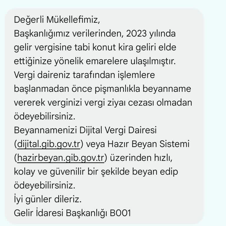 GİB Kira Gelir Vergisi Sorunu