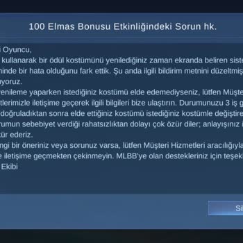 Mlbb 100 Elmas Bonusu Etkinliğinde Yenileme Sorunu