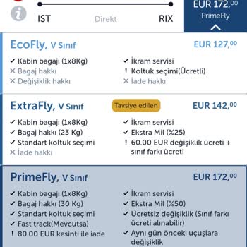 THY Açık Bilet Farkı