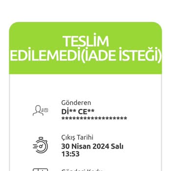 Yurtiçi Kargo Kargom Teslim Edilemedi (iade İsteği)