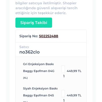 No362bakirkoy Shopier No362clo Adlı Firmanın Beden Etiketi Kesik Ürün Göndermesi
