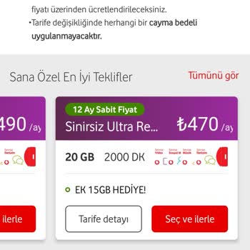 Vodafone Red'li Özel 30 GB Tarifesi Fahiş Fiyat Teklifleri