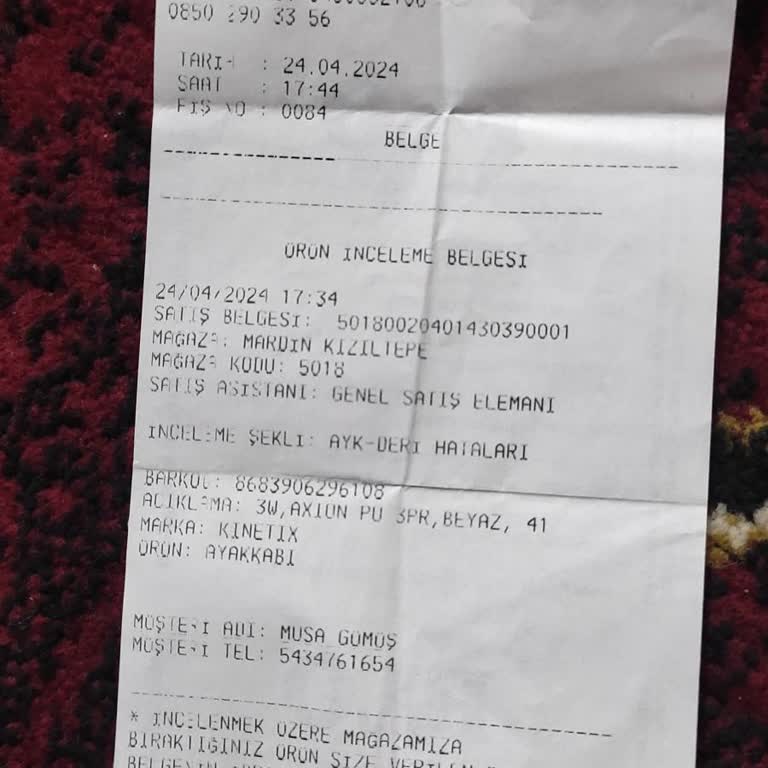 Kinetix Ayakkabı İncelenmesini İstiyorum