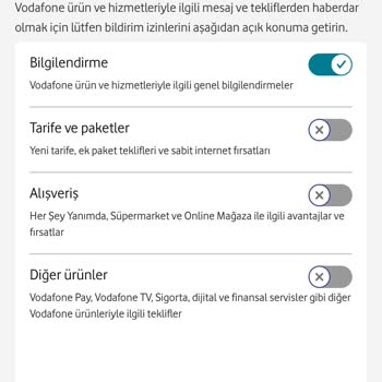 Vodafone Uygulamasındaki İstenmeyen Bildirimler
