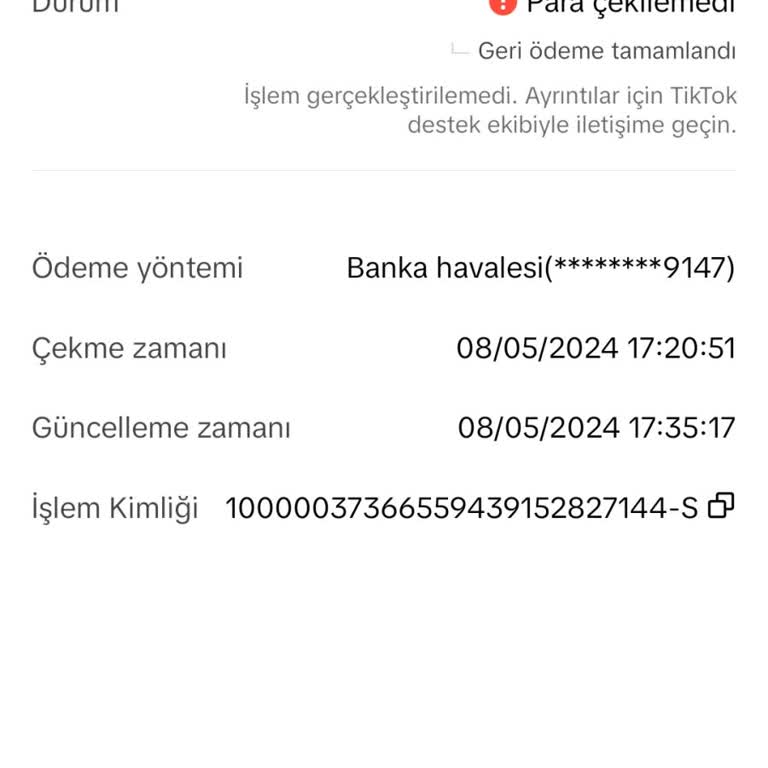 TikTok'tan Para Çekemiyorum, Bütün Bilgileri Doğru Girdim