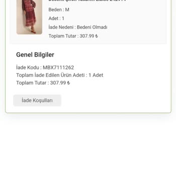 Modamizbir Sitesi İade Ürün Parası Hesabıma Gelmedi