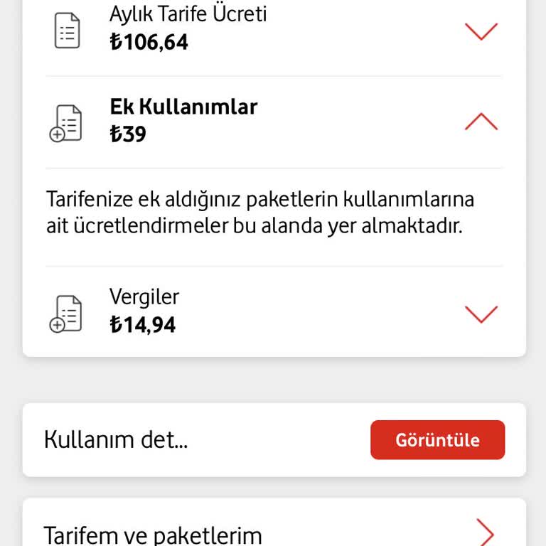 Vodafone Fatura Dışı Ek Kullanım Çıkıyor