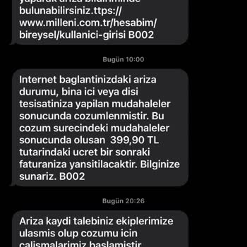Millenicom 5063538 Abone Haksız Alımına Servis Ücreti