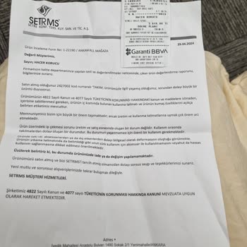 Setrms Kalitesiz Ürün İade Etmek İstiyorum