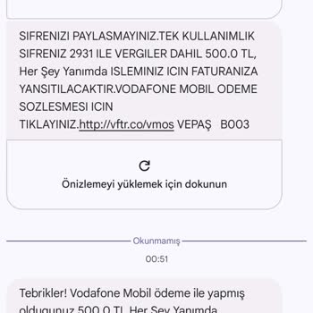 Vodafone Mobil Ödemeyi Faturaya Yansıttı Ancak Siparişimi Göndermedi.