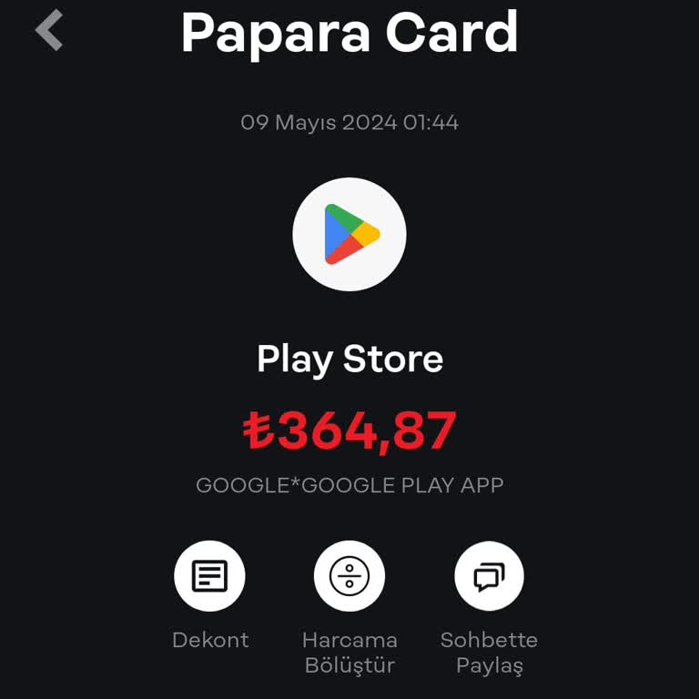 Papara Hesabımdan Benden Habersiz 365 Lira Google Play'a Çekim Yapıldı