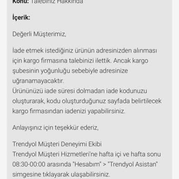 Trendyol Kusurlu Ürünün Evden İade Alınmaması