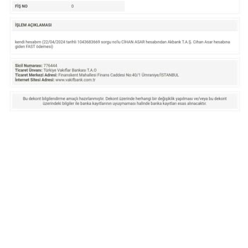 VakıfBank Emniyet Mensubunun Bilgisi Dışında Gerçekleşen İki Aşamalı Para Transferi Mağduriyeti