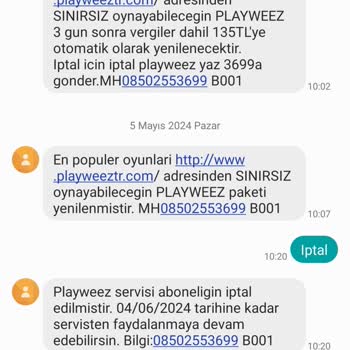 Playweez Haksiz Fatura Ücreti