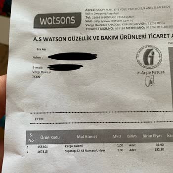 Watsons Yanlış Ürün Gönderimi