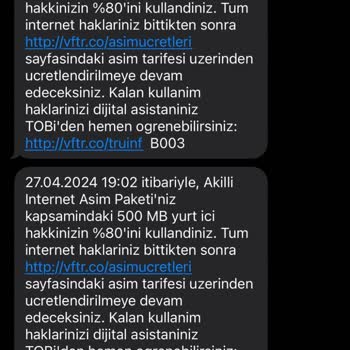 Vodafone Kullanmadığım İnternet Aşım Bedeli Ve Haksız Hizmet Bedeli