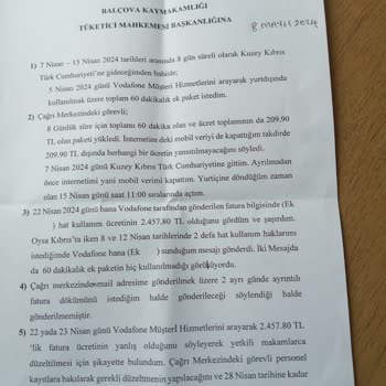 Vodafone'un Yanlış Fatura Hesaplaması ( Tüketici Mahkemesi)