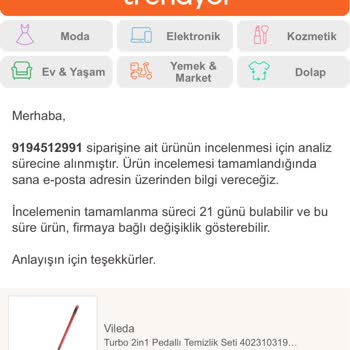 Trendyol Arızalı Gelen Ürünün Değişim Ya Da Ücret İade Süresi 1 Ay