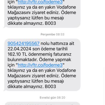 Vodafone Açıklaması Olmayan Borç Yükleme