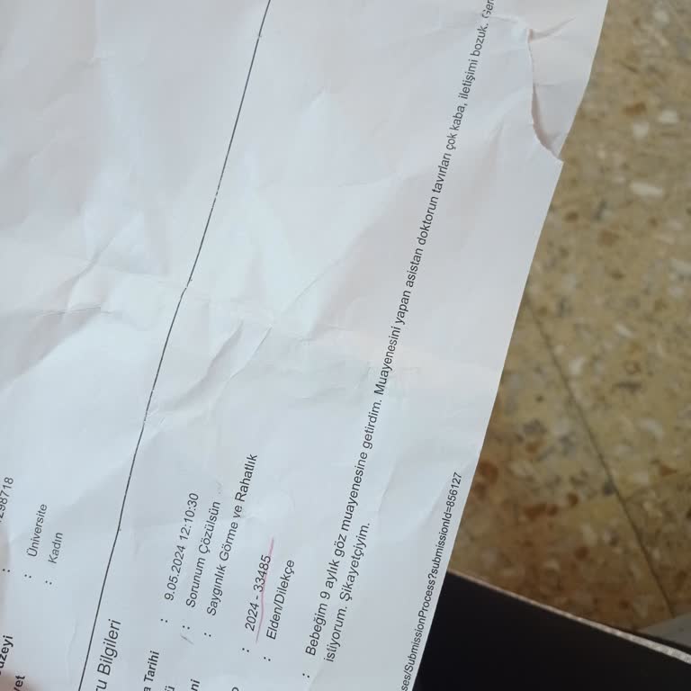 Ankara Eğitim ve Araştırma Hastanesi Göz Kliniğinde Yaşanan Saygısız Muamele