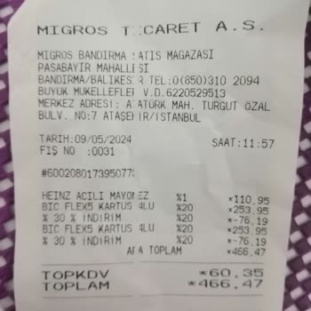 Kraft Heinz Bandırma Migros'tan Aldığım Acılı Mayonez Beklentimi Karşılamadı