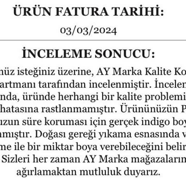 Network Müşteri Şikayeti - Satılan Ürün İnceleme Sonucu Olumsuzluğu