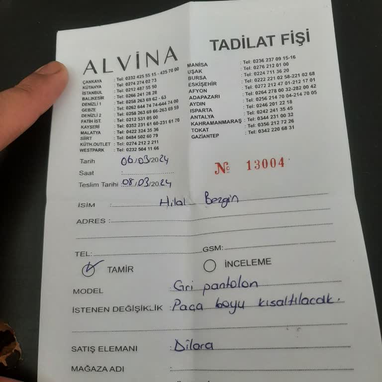 Alvina Giyim Mağazası Pantolon Tiftiklenmesi