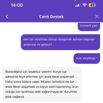 Getir Adres Eksikliği (! ) Sipariş İptali