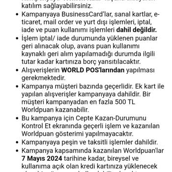 VakıfBank Worldkart LCW Kampanya Puan Sorunu